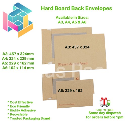 Hard board back envelopes - board,