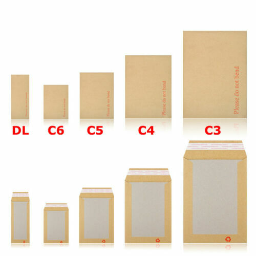 Hard board backed envelopes - hard,